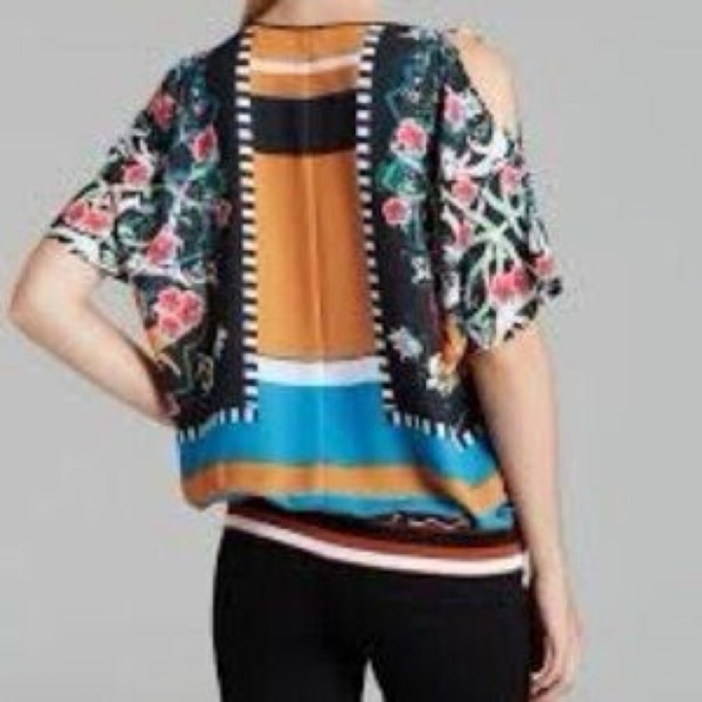 Clover Canyon Multicolor Women's Cuba Scarf Cold Shoulder Blouse 0093 - Picture 2 of 8